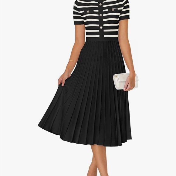 Charming Striped Black and White Kids Dress - Picture 4 of 4